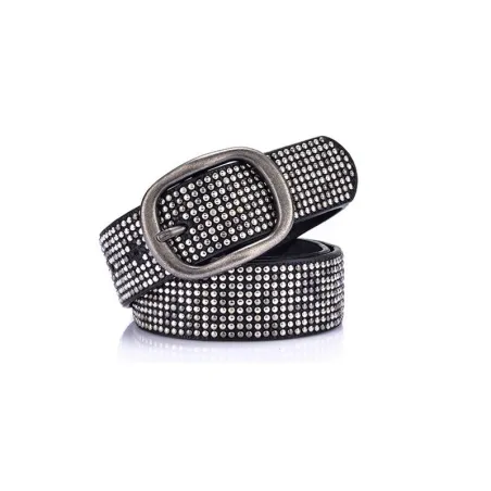 Cintura da donna in pelle con rivetti punk - cintura in vita con fibbia vintage per jeans