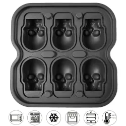 Skull ice ball mold - 3D silicone skull ice tray for cocktails - 6 piecesBar supply