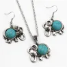 Elephant turquoise jewellery set - necklace + earrings - silverJewellery Sets
