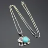 antique silver color jewelry set - elephant pendant blue beads necklaces - drop earrings statement charm for women choker