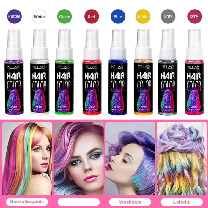 Tymczasowy spray do farbowania włosów: natychmiastowy, bez wybielacza – spłukiwanie na gorąco, idealny na cosplay i imprezyFa...