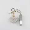 Portachiavi a forma di cuore con diamanti - con cordino alla moda e mini flacone di profumo