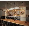 Retro ball hemp rope pendant lights vintage metal chandeliers adjustable chain ceiling lighting for living room decor 35/40cm