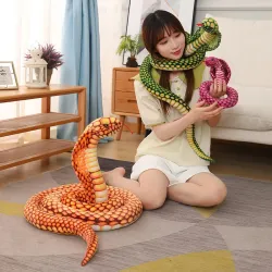 Peluche de cobra simulada de 80-240 cm, almohada de peluche de serpiente larga.
