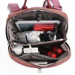 Mochila feminina de couro, mochila da moda, bolsa de ombro feminina para viagens.