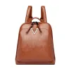 Mochila feminina vintage elegante, bolsa de grife em couro macio.