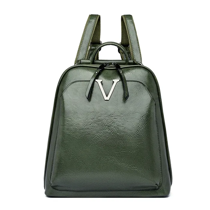 Mochila feminina vintage elegante, bolsa de grife em couro macio.