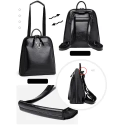 Mochila feminina vintage elegante, bolsa de grife em couro macio.