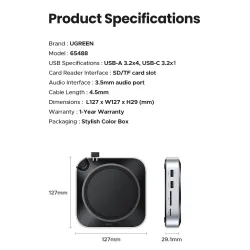 UGREEN Mac Mini -telakointiasema USB-keskitin Type-C - DP 4K240Hz M.2 NVMe
