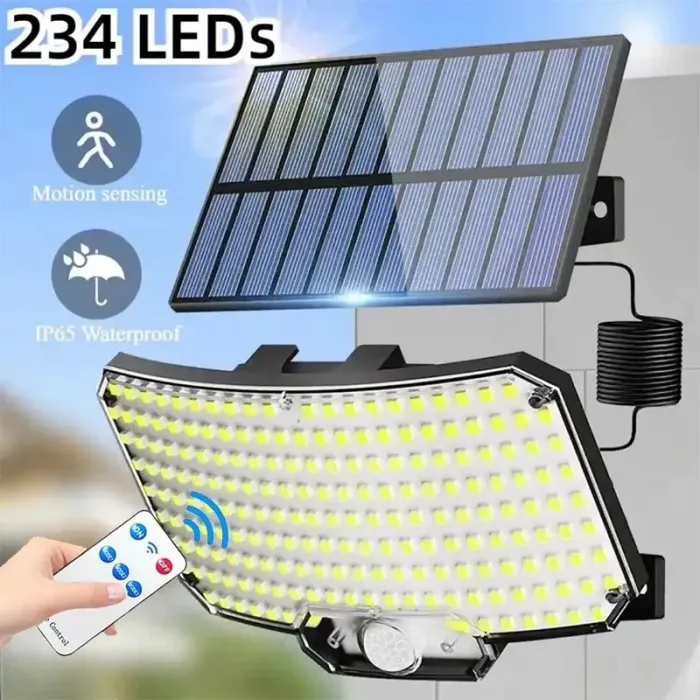 Lampada solare da esterno super luminosa con sensore di movimento, LED ad alta potenza.