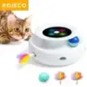 Rojeco 2 in 1 interactive automatic cat toy with smart electronic feather and fun ball set