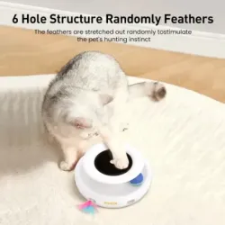 Rojeco 2 in 1 interactive automatic cat toy with smart electronic feather and fun ball set