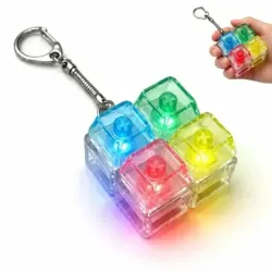 4-Key Mechanical Keyboard Keychain Tactile Clicker LED Crystal Backpac