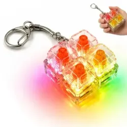 4-Key Mechanical Keyboard Keychain Tactile Clicker LED Crystal Backpac