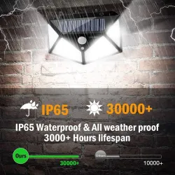 1–12-pakning med solcelledrevne lys utendørs, 100 LED-vegglamper med bevegelsessensor