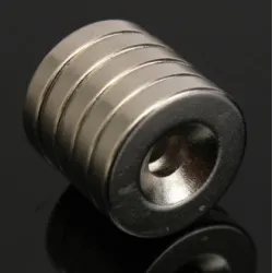 N52 Neodymmagnet - starker Rundring mit 4mm Loch - 15 * 3mm - 5 Stück