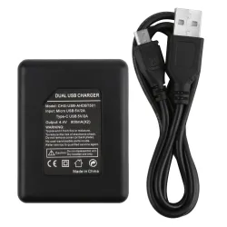 Dual Port Slot batteriladdare för GoPro Hero 5-kamera med USB-kabel