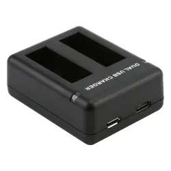 Dual Port Slot batteriladdare för GoPro Hero 5-kamera med USB-kabel