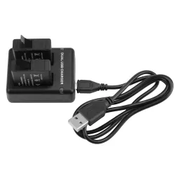 Caricabatteria a doppia porta per GoPro Hero 5 fotocamera con cavo USB