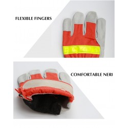 Fire Proof Heat Flame Resistant Protective Gloves With Reflective Strap