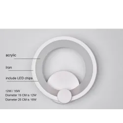 Lampada luminosa a parete moderna 12W 16W LED