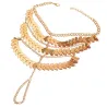Tobillerascadena de borlas multicapa - brazalete de tobillo de oro