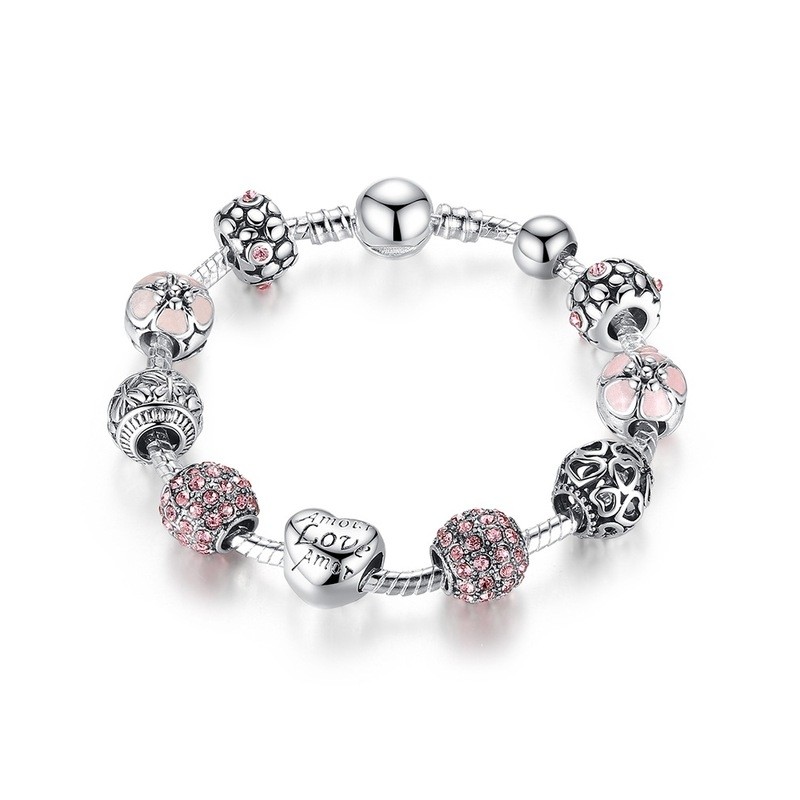 Luxury bracelet with crystal beads - 925 sterling silver