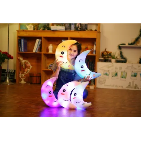 Plush moon docka med färgglada Ledljus 35 cm
