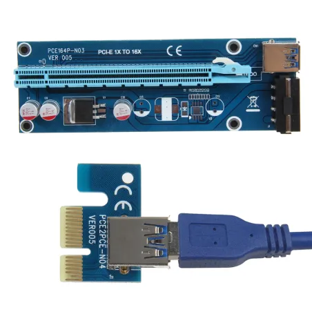PCI-E PCI Express Riser Card 1x - 16x USB 30 Data Cable SATA 4Pin IDE Molex Power