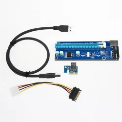 PCI-E PCI Express Riser Card 1x - 16x USB 30 Data Cable SATA 4Pin IDE Molex Power