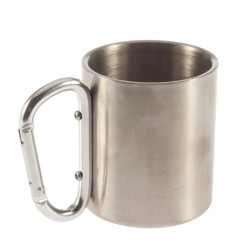 Stainless steel camping cup - mug - aluminum carabiner - 180ml
