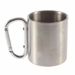 Ruostumaton teräs leirikuppi - mug - alumiini karabiner - 180 ml