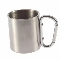 Ruostumaton teräs leirikuppi - mug - alumiini karabiner - 180 ml