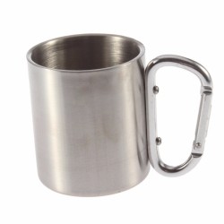 Stainless steel camping cup - mug - aluminum carabiner - 180ml