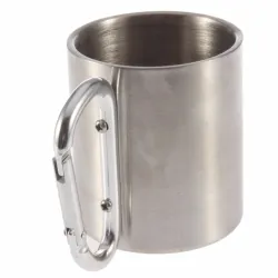 Ruostumaton teräs leirikuppi - mug - alumiini karabiner - 180 ml