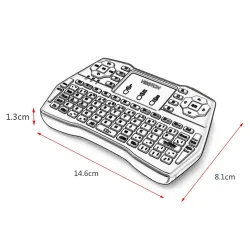 iPazzPort Wireless Mini Keyboard Touchpad med LED Backlight |