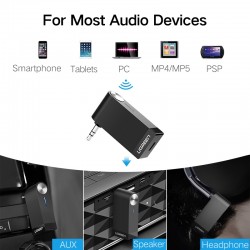 Ugreen Wireless Bluetooth Receiver 3.5mm Jack Audio Music Adapter With MicrophoneCables