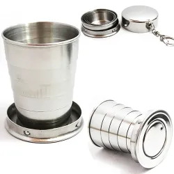 Mini Edelstahl Stahl tragbare Reise Teleskop Falten Cup 75ml