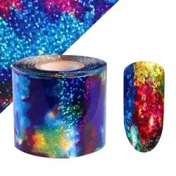 Gradient ciel étoilé - papier holographique bleu - clou d'aluminium - sticker d'art - 1m