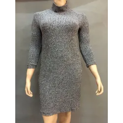 PlusMás tamaño vestido de invierno casual de cuello alto