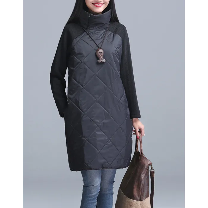 Turtleneck Loose Patchwork Tunic Talvipuku