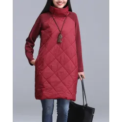 Turtleneck Loose Patchwork Tunic Talvipuku
