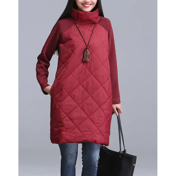 Turtleneck Loose Patchwork Tuning Winter Kleid