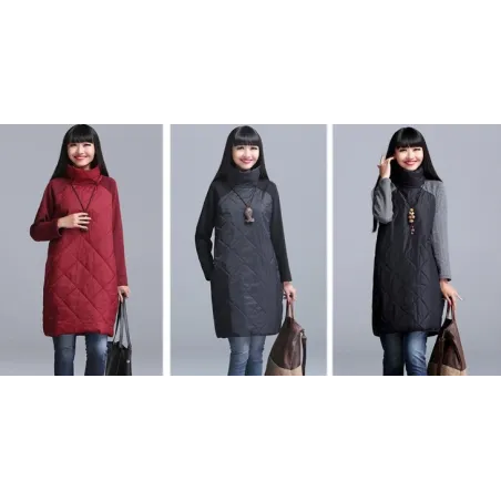 Turtleneck Loose Patchwork Tunic Talvipuku
