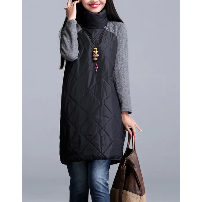 Turtleneck Loose Patchwork Tunic Talvipuku
