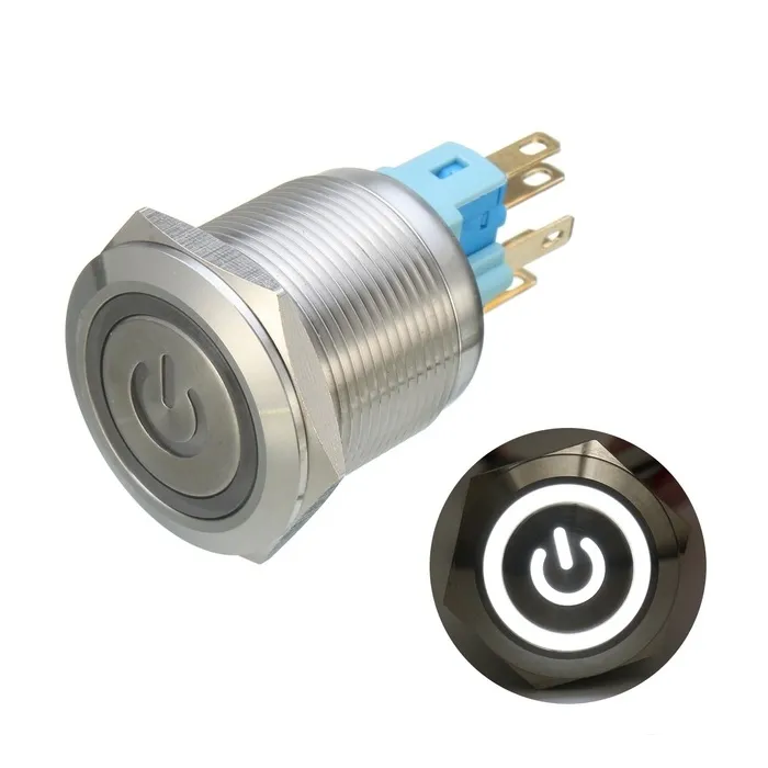 6 Pin 22mm 12V Interruttore di chiusura a pulsante in metallo a led