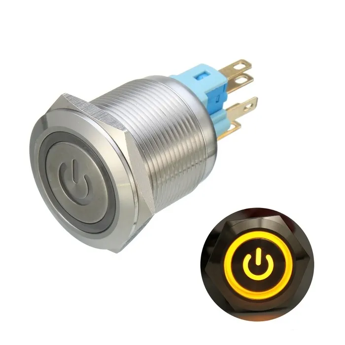 6 Pin 22mm 12V Interruttore di chiusura a pulsante in metallo a led