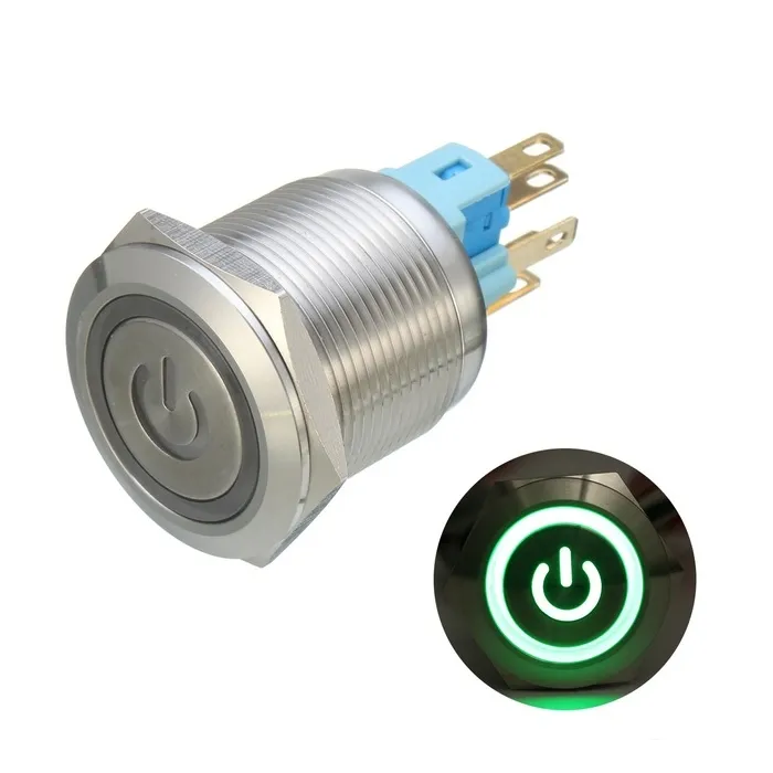 6 Pin 22mm 12V Interruttore di chiusura a pulsante in metallo a led