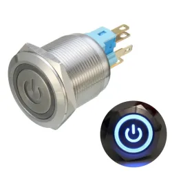 6 Pin 22m Led light metal push knop rinkelenSchakelaars