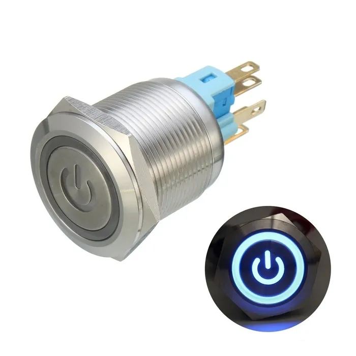 6 Pin 22m Led light metal push knop rinkelenSchakelaars